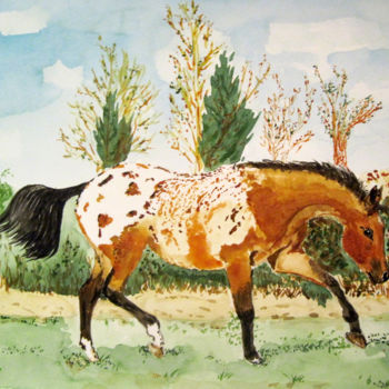 Peinture intitulée "MUSTANG n°317 08/02…" par Jc C-S ' Art, Œuvre d'art originale, Aquarelle