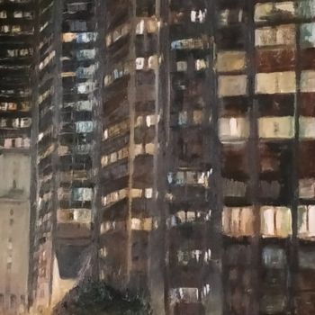 Painting titled "Rue de New-York dan…" by Jeanine Adell, Original Artwork, Oil