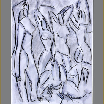 Pittura intitolato "MES DEMOISELLES , d…" da Jean Mirre, Opera d'arte originale, Inchiostro