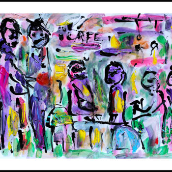 Pintura titulada "MATCH AU CAFÉ" por Jean Mirre, Obra de arte original, Oleo