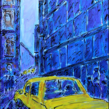 "WALL STREET" başlıklı Tablo Jean Mirre tarafından, Orijinal sanat, Petrol