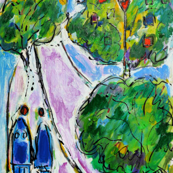 Malerei mit dem Titel "Purple street lovers" von Jean Mirre, Original-Kunstwerk, Öl