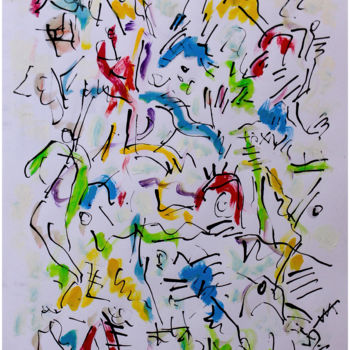 Peinture intitulée "Composition Abstrai…" par Jean Mirre, Œuvre d'art originale, Encre