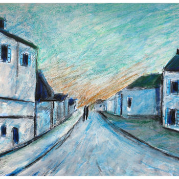 Pintura intitulada "Rue de village" por Jean Mirre, Obras de arte originais, Acrílico