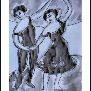 Pittura intitolato ""Les danseuses de V…" da Jean Mirre, Opera d'arte originale, Inchiostro