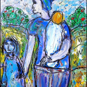 绘画 标题为“Mère et enfants (Su…” 由Jean Mirre, 原创艺术品, 油