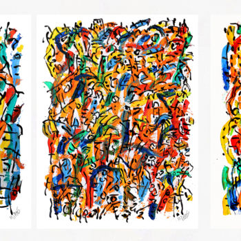 Peinture intitulée "TRIPTYQUE LIVING/AR…" par Jean Mirre, Œuvre d'art originale, Huile