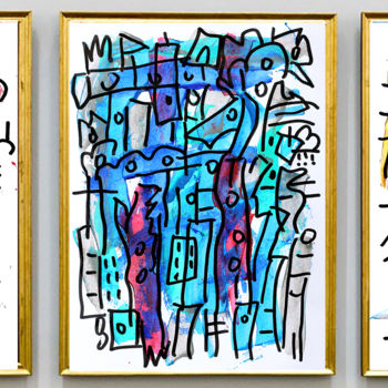 Painting titled "TRIPTYQUE CONSTRUCT…" by Jean Mirre, Original Artwork, Acrylic
