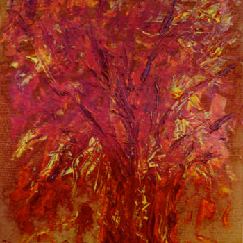 Peinture intitulée "ARBRE A SOUHAITS" par Jeannette Allary, Œuvre d'art originale, Huile