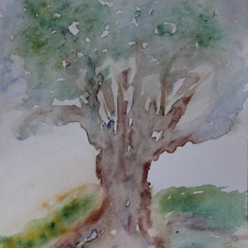 Painting titled "ESSAI ARBRE" by Jeannette Allary, Original Artwork, Watercolor