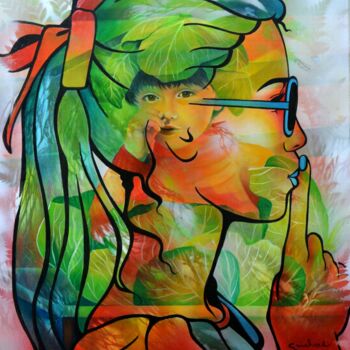 Painting titled "Boutd'chou" by Jeannette Guichard-Bunel, Original Artwork, Oil Mounted on Wood Stretcher frame