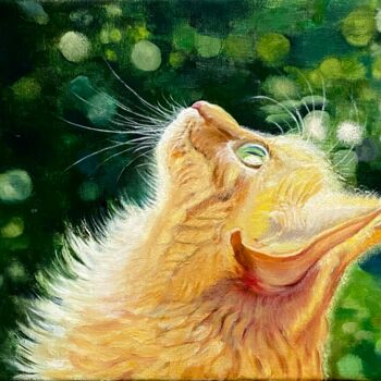 Pintura titulada "A sunny kitten" por Janna Kasimova, Obra de arte original, Oleo