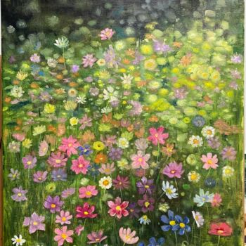 Pintura titulada "A spring meadow" por Janna Kasimova, Obra de arte original, Oleo