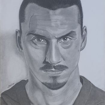 Dibujo titulada "Ibrahimovic" por Jean Faye, Obra de arte original, Lápiz