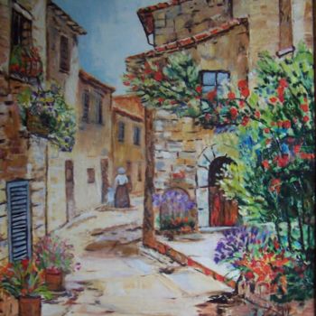 Schilderij getiteld "Village provencal" door Françoise Collin, Origineel Kunstwerk, Olie