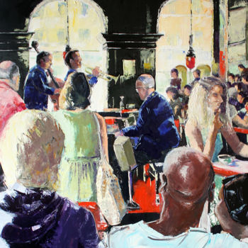 Painting titled "INTÉRIEUR CAFÉ V (P…" by Jean-Paul Schmitt, Original Artwork, Oil