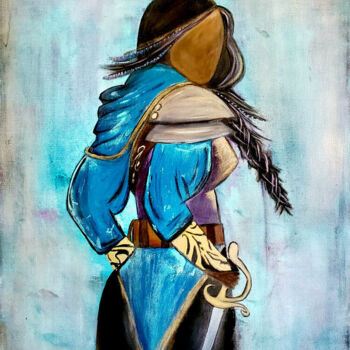 Painting titled "Woman Warrior" by Jen Baum, Original Artwork, Acrylic