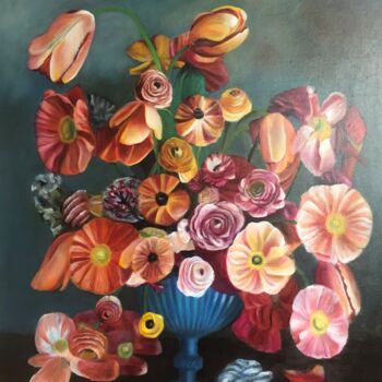Painting titled "Still Life Passion" by Jennie Smallenbroek, Original Artwork, Oil Mounted on Wood Stretcher frame