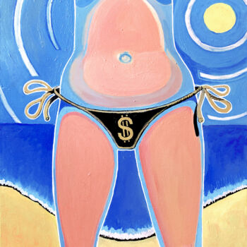Painting titled "Dollar" by Jeremie, Original Artwork, Acrylic Mounted on Wood Stretcher frame
