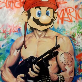 Malerei mit dem Titel "Super Rambo" von Jérémy Ferreira, Original-Kunstwerk, Acryl