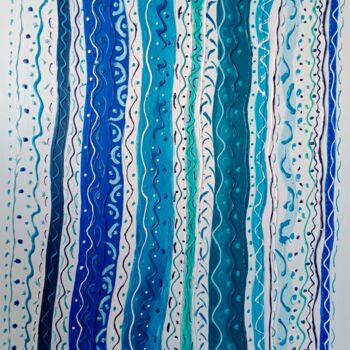 Painting titled "Vertical wave" by Jerome Guibert, Original Artwork, Acrylic Mounted on Wood Panel