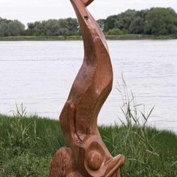 Sculptuur getiteld "océan" door Jérôme Burel, Origineel Kunstwerk, Hout