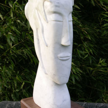 Sculptuur getiteld "Dame au chignon" door Jérôme Burel, Origineel Kunstwerk, Steen
