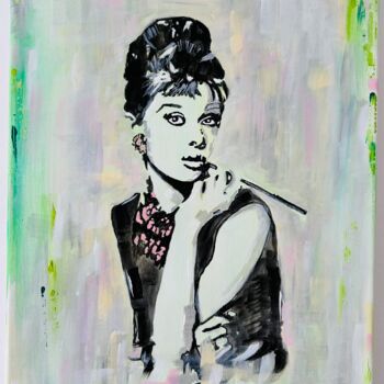 Painting titled "Audrey" by Jerónimo Diaz, Original Artwork, Acrylic Mounted on Wood Stretcher frame