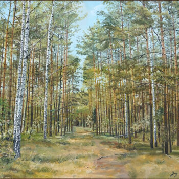 Картина под названием "Przecinka" - Jerzy Kosinski, Подлинное произведение искусства, Масло Установлен на Деревянная рама дл…