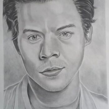 图画 标题为“Drawing Harry Styles” 由Jessie De Hond, 原创艺术品, 木炭