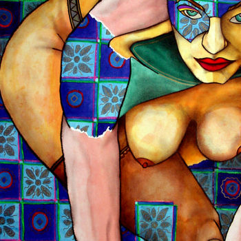 Ζωγραφική με τίτλο "Femme céramique.jpg" από Jf C20, Αυθεντικά έργα τέχνης, Μελάνι