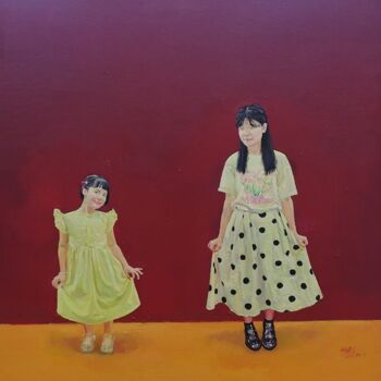 Malarstwo zatytułowany „有波点的裙子” autorstwa Jianxing Li, Oryginalna praca, Akryl Zamontowany na Drewniana rama noszy