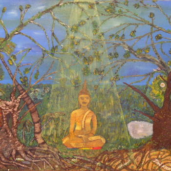 Pintura intitulada "Bouddha" por Jipé Fronton, Obras de arte originais, Óleo