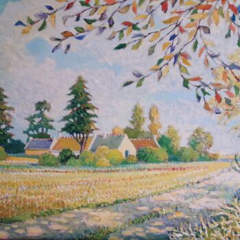 Картина под названием "Le Treustel près de…" - Jm Guenard, Подлинное произведение искусства, Масло Установлен на Деревянная…