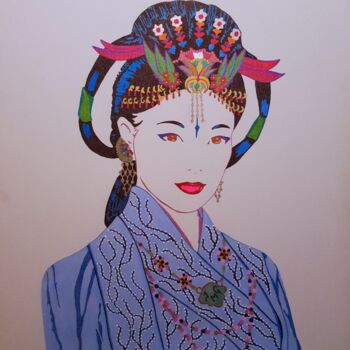 Pittura intitolato "Geisha" da Jmglyneart, Opera d'arte originale, Acrilico Montato su Telaio per barella in legno