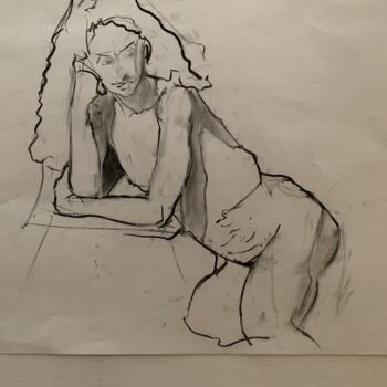 Drawing titled "Modèle vivant 2023" by Brasier Jeanoel, Original Artwork, Charcoal