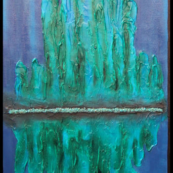 Pittura intitolato "Blue Green Metaphor" da Jo Moore, Opera d'arte originale, Olio
