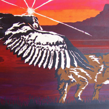 Printmaking titled "Hunting Partners" by Jo Moore, Original Artwork, Screenprinting