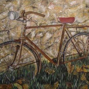 Ζωγραφική με τίτλο "Bicicleta abandonada" από Joana Bisquert Mari, Αυθεντικά έργα τέχνης, Ακρυλικό