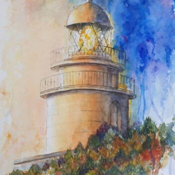 Painting titled "El faro" by Joana Bisquert Mari, Original Artwork, Watercolor