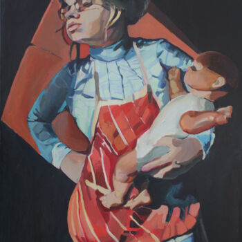「Kobieta I」というタイトルの絵画 Joanna Burnat-Madejczykによって, オリジナルのアートワーク, オイル
