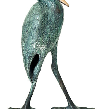 「Heron」というタイトルの彫刻 Joanna Zakrzewska-Cholewaによって, オリジナルのアートワーク, ブロンズ