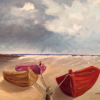 Peinture intitulée "L'orage s'en vient" par Jocelyne Lemieux, Œuvre d'art originale, Huile Monté sur Châssis en bois