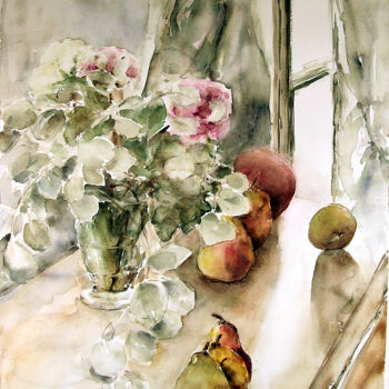Pintura titulada "Bouquet aux branche…" por Jocelyne Chauveau, Obra de arte original, Oleo