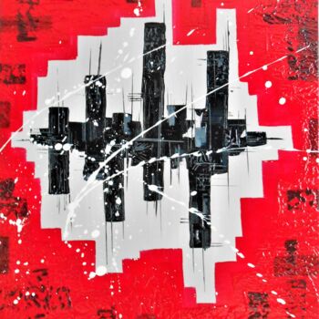 Pintura titulada "Oppression Rouge" por Jodie Lemesle, Obra de arte original, Acrílico Montado en Bastidor de camilla de mad…