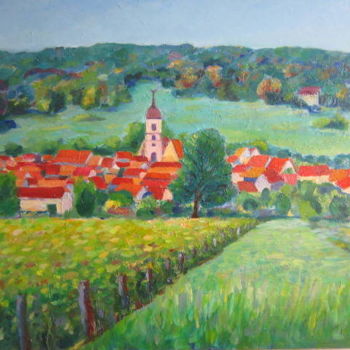 Pittura intitolato "Chariez, village co…" da Joel Jeanniot, Opera d'arte originale, Olio