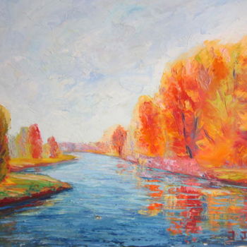 Peinture intitulée "Rives de feu" par Joel Jeanniot, Œuvre d'art originale, Huile