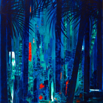 Malarstwo zatytułowany „Emerald Jungle” autorstwa Joelle Kem Lika, Oryginalna praca, Akryl Zamontowany na Drewniana rama nos…