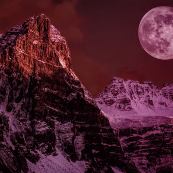 Photography titled "Pink Moon in the Ca…" by Joe Pate, Original Artwork, Manipulated Photography