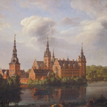 Pintura titulada "Frederiksborg Castle" por Johan Christian Dahl, Obra de arte original, Oleo